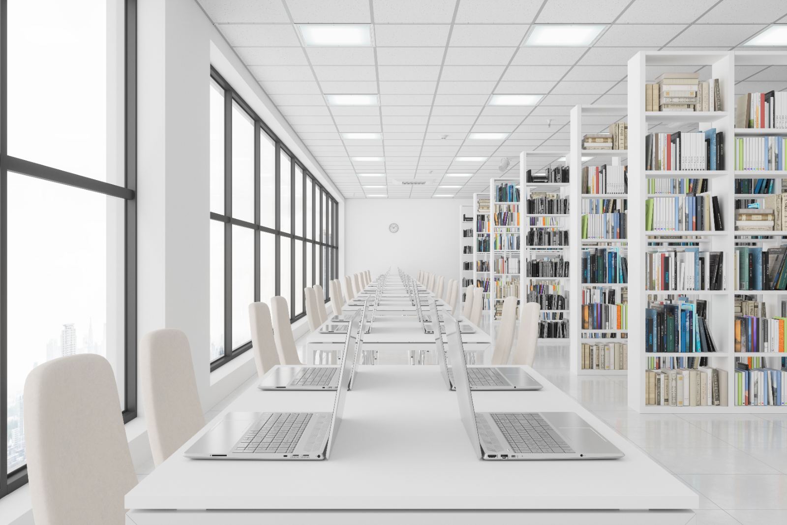 University library with students studying